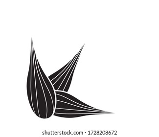 Set of graphic illustration with black silhouette of wheat grain in isolate on a white background. The theme of crops, agriculture or bakery products. Vector illustration