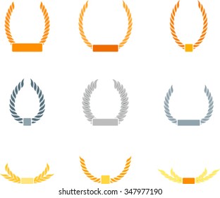 Set of graphic laurel wreath