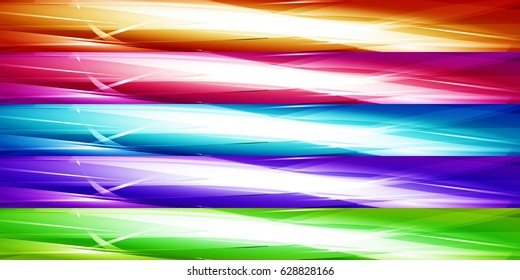 A set of graphic light backgrounds. Nature motives sea forest grass northern lights