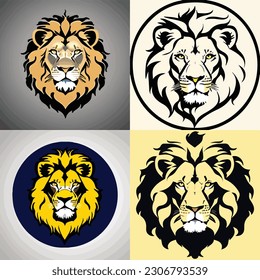 set of graphic lion logo concept style vector illustration