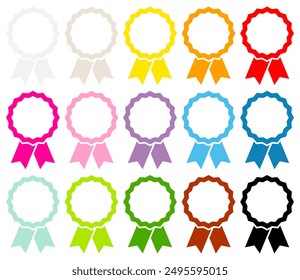 Set Graphic Medals Frame With Ribbon Colorful
