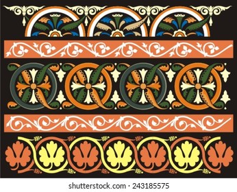 Set Of Graphic Medieval Ornaments. Vector