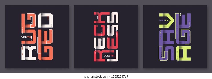 Set of graphic modern t-shirt vector designs, typography.
