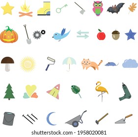 Set with graphic resources for use in web advertising, children's books, animations.