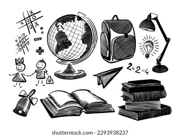 Un conjunto de asignaturas gráficas. Ilustración del vector