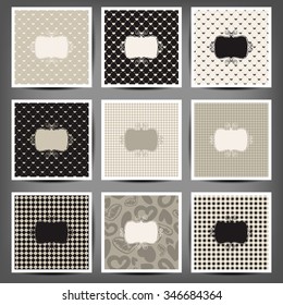 set of graphic seamless patterns heart cells