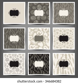 set of graphic seamless patterns heart cells