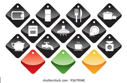 a set of graphic symbols on kitchen