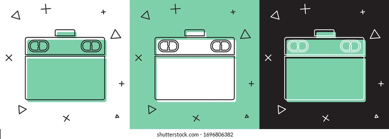 Ajuste el icono del comprimido gráfico aislado en fondo blanco y verde y negro. Ilustración vectorial