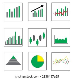 Set of graphic vector icon illustrations in modern style