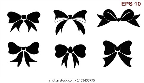 Set of graphical decorative bows. 