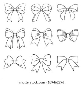 Set of graphical decorative bows.