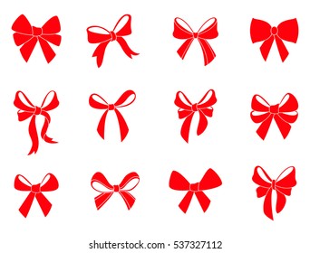 Set Graphical Decorative Bows Vector Silhouette Stock Vector (Royalty ...