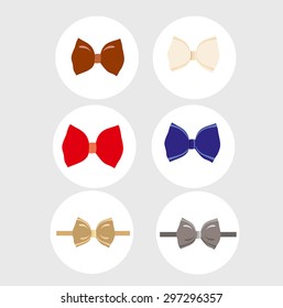 Set of graphical decorative colorful bow tie. Bow tie vector icons.