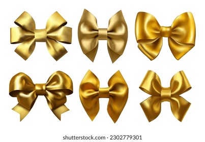 Conjunto de cinta de oro decorativa gráfica. Decoración de regalos de colección de iconos de vectores