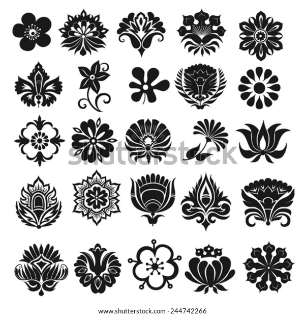 Set Graphical Icons Flowers Stock Vector (Royalty Free) 244742266 ...