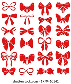 Set Graphical Red Decorative Bows Vector Stock Vector (Royalty Free ...