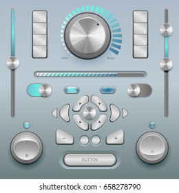 Set Graphical user interface: bar of sound settings, switches, downloading, playing