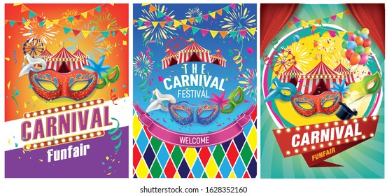 set of graphics for carnival festival