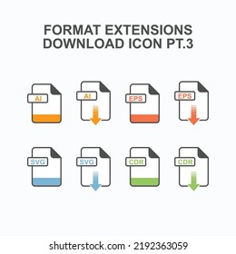 Set of Graphics Format Extension Download Icon - Icon For Web and Graphics Design.