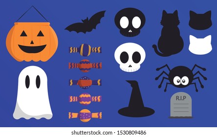set of graphics for halloween vector