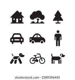 A set of graphics icon silhouette vector illustration.