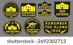 A set of graphics on historical events in the Alamo