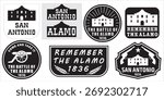 A set of graphics on historical events in the Alamo