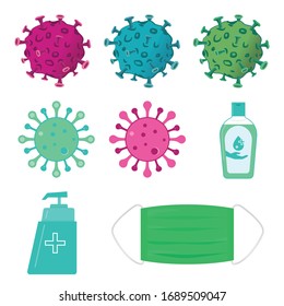 Un conjunto de gráficos, ilustraciones e iconos que se pueden utilizar para crear infografías relacionadas con la corona y otros virus