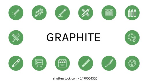Set of graphite icons such as Pencil, Color pencils, Pen, Pencils , graphite