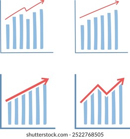 Set graphs, set bar charts. Graph going up, down 