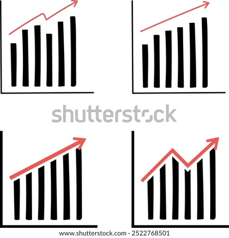 Set graphs, set bar charts. Graph going up, down 