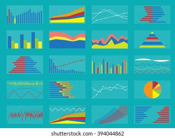 Set of Graphs and Charts. Data and Statistic, Informative Infographics. Vector Illustration. EPS10