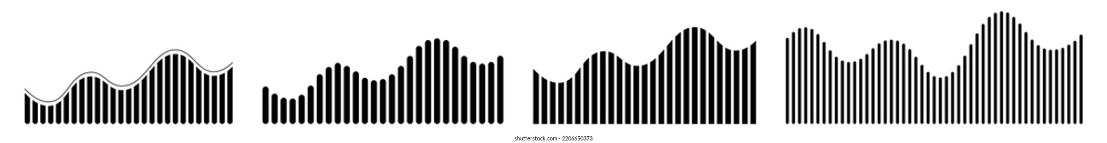 Set of graphs and charts, information on charts, statistical data. Business charts and graphs infographic elements,columns. Statistic and data. Vector monochrome illustration.