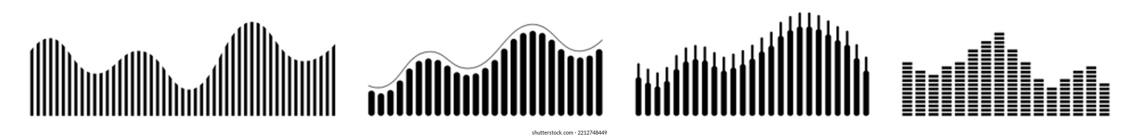 Set of graphs and charts, information on charts, statistical data. Business charts and graphs infographic elements,columns. Statistic and data. Vector monochrome illustration.