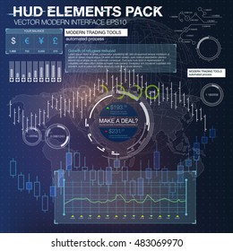 Set graphs and charts. Statistic and data, information infographic. HUD background outer space. infographic elements. futuristic user interface. Business abstract background