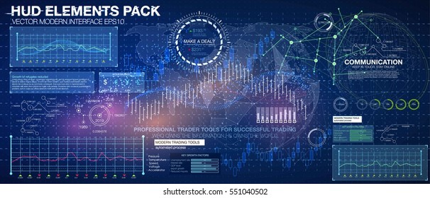 Set graphs and charts. Statistic and data, information infographic. HUD background outer space. infographic elements. futuristic user interface. Business abstract background