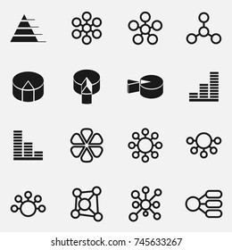 Set of graphs and diagram vector icons.