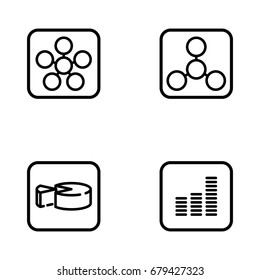 Set of graphs and diagram vector thin line icons.