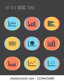 Set of graphs, diagrams and statistics icons. Premium quality symbol collection. Icons can be used for web, app and UI design.