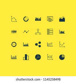 Set of graphs, diagrams and statistics icons. Premium quality symbol collection. Icons can be used for web, app and UI design.