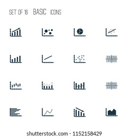Set of graphs, diagrams and statistics icons. Premium quality symbol collection. Icons can be used for web, app and UI design.