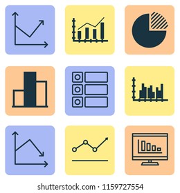 Set of graphs, diagrams and statistics icons. Premium quality symbol collection. Icons can be used for web, app and UI design.