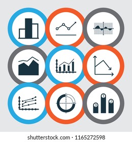 Set of graphs, diagrams and statistics icons. Premium quality symbol collection. Icons can be used for web, app and UI design.