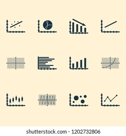 Set of graphs, diagrams and statistics icons. Premium quality symbol collection. Icons can be used for web, app and UI design.