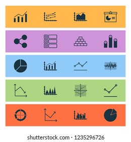 Set of graphs, diagrams and statistics icons. Premium quality symbol collection. Icons can be used for web, app and UI design.