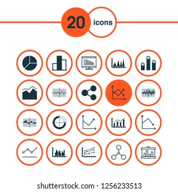 Set of graphs, diagrams and statistics icons. Premium quality symbol collection. Icons can be used for web, app and UI design.