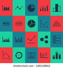 Set of graphs, diagrams and statistics icons. Premium quality symbol collection. Icons can be used for web, app and UI design.