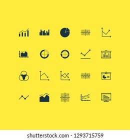 Set of graphs, diagrams and statistics icons. Premium quality symbol collection. Icons can be used for web, app and UI design.