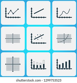 Set of graphs, diagrams and statistics icons. Premium quality symbol collection. Icons can be used for web, app and UI design.